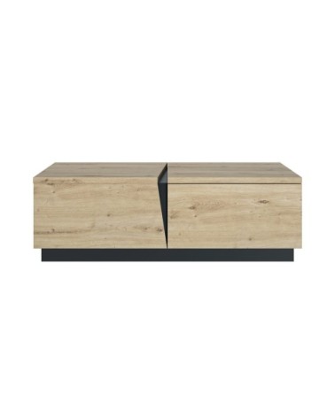 Table basse 1 Tiroir 1 Niche  L114 cm - Décor chêne et noir