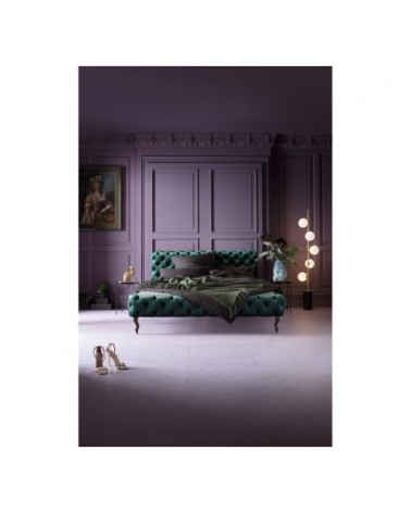 Lit 180x200cm capitonné en velours vert