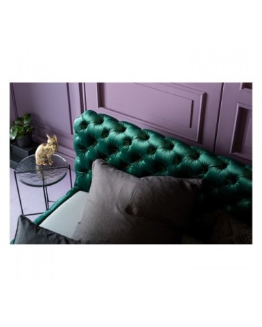 Lit 180x200cm capitonné en velours vert
