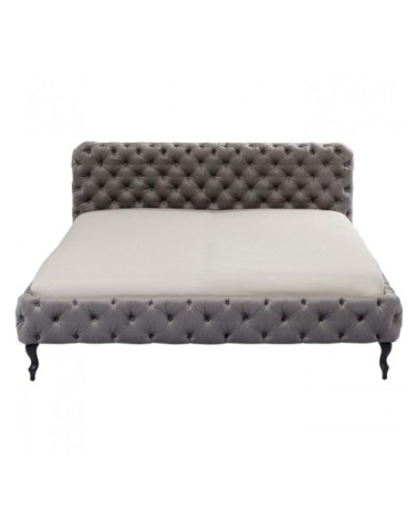 Lit 180x200cm capitonné en velours gris