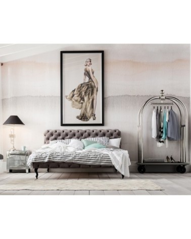 Lit 180x200cm capitonné en velours gris