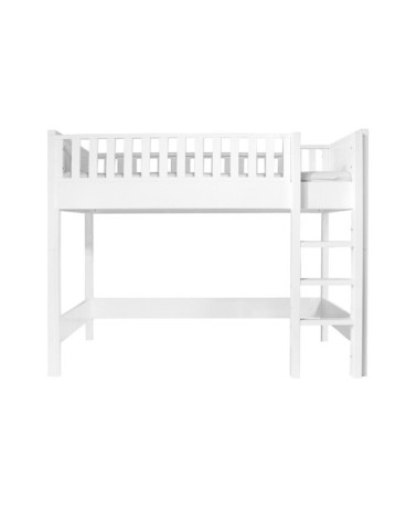 Lit mezzanine 90x200 échelle droite blanc