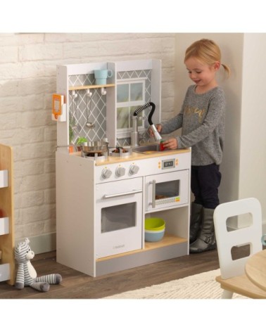 Cuisine blanche pour enfants avec brûleurs son et lumière