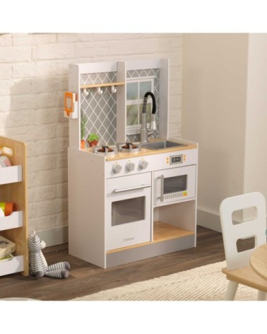 Cuisine blanche pour enfants avec brûleurs son et lumière