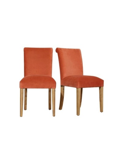 ALIX - Chaises en bois et velours, lot de 2 brique