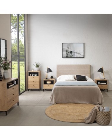 Tête de lit tapissée  140x60 cm couleur beige, 8 cm d'épaisseur