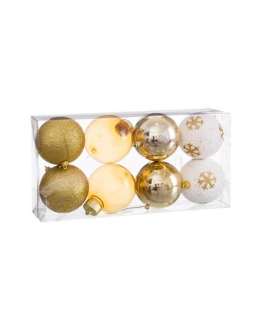 Set de 8 boules de Noël dorées 8cm