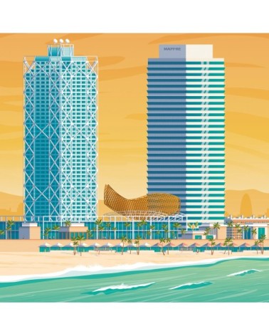 Affiche Barcelone Port Olympic  21x29,7 cm