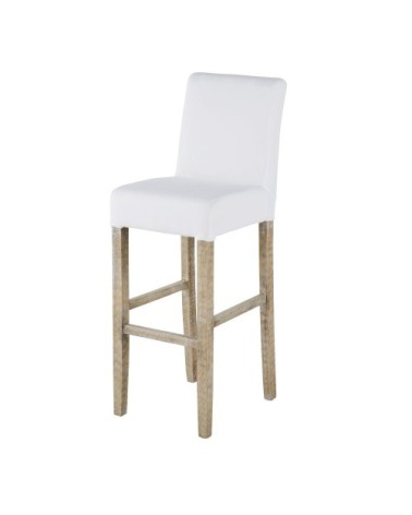 Chaise de bar à housser pieds en pin blanchi H77