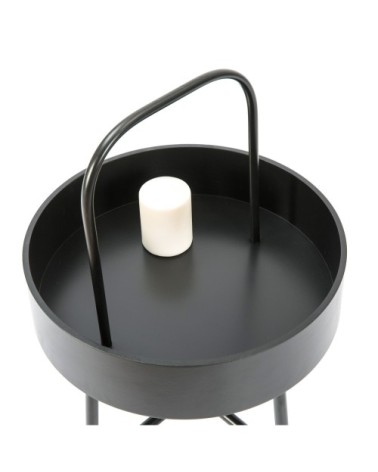 Bout de canapé avec plateau en mdf noir et structure métallique