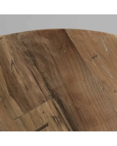 Table basse coque en teck recyclé métal blanc D100