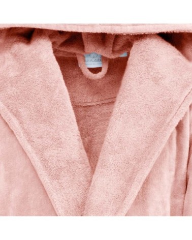 Peignoir court à capuche velours  poudre L