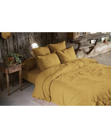 Housse de couette gaze de coton jaune 200x200 cm