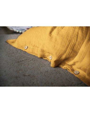 Housse de couette gaze de coton jaune 200x200 cm