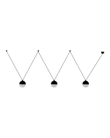 Suspension à 3 boules en plâtre noir et verre