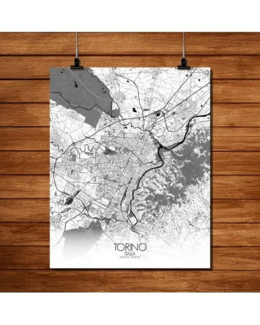 Affiche Turin Carte N&B 40x50