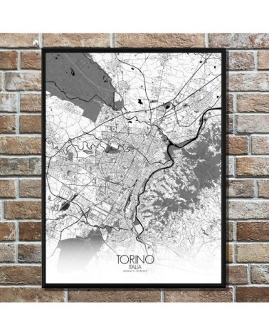 Affiche Turin Carte N&B 40x50