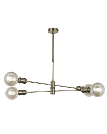 Suspension dorée antique à 4 lumières métalliques orientables