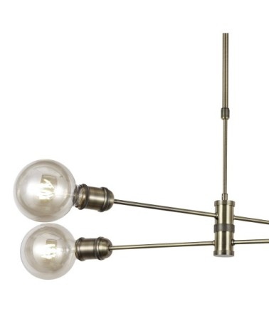 Suspension dorée antique à 4 lumières métalliques orientables