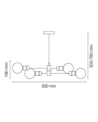 Suspension dorée antique à 4 lumières métalliques orientables