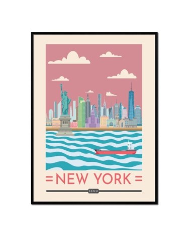 Affiche avec cadre noir - New York - 30x40