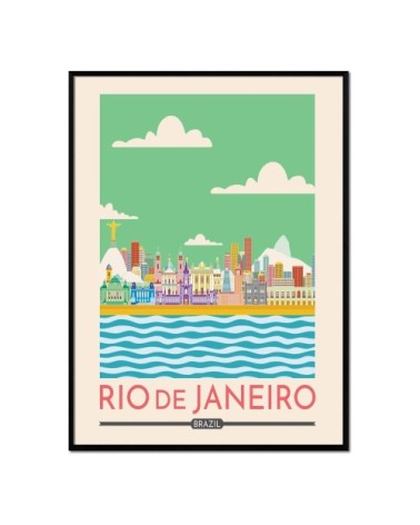 Affiche avec cadre noir - Rio de Janeiro - 50x70