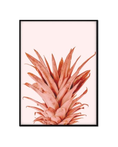 Affiche avec cadre noir - Ananas Couleur Saumon - 50x70