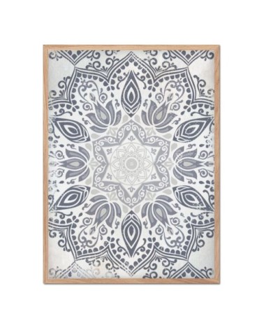 Affiche avec cadre en chêne - Mandala Blanc et chêne - 50x70