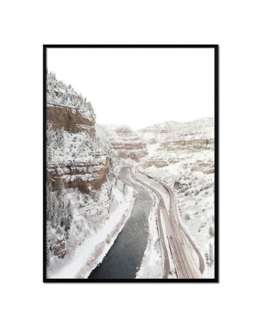 Affiche avec cadre noir - Route du désert - 30x40