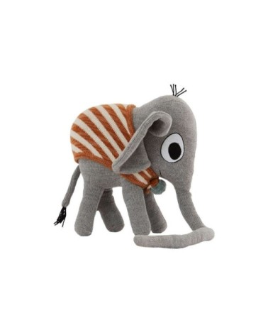 Peluche Henry l'éléphant gris en coton et en polyester H23x22x12cm