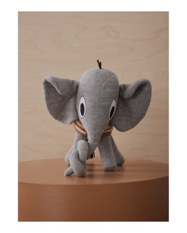 Peluche Henry l'éléphant gris en coton et en polyester H23x22x12cm
