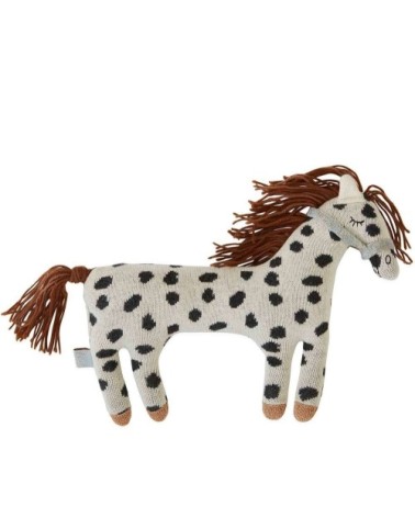 Peluche petit poney blanc en coton et en polyester 21x26x5cm