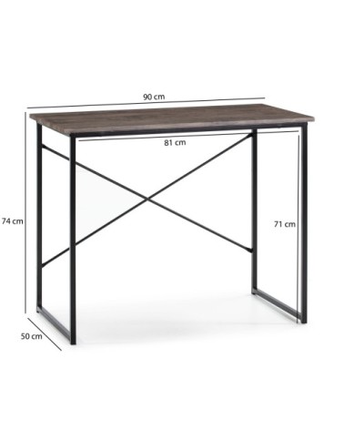 Bureau noir, style industriel, 90 cm longueur