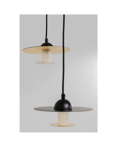 Suspension 5 disques en acier doré et noir