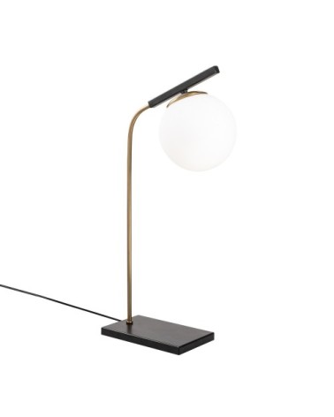 Lampe de table noire et dorée avec abat-jour en verre