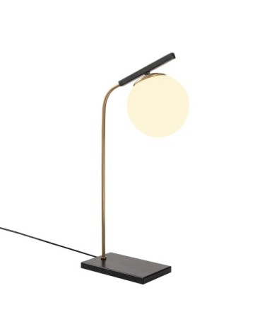 Lampe de table noire et dorée avec abat-jour en verre