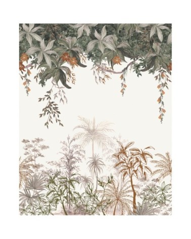 Papier peint jungle indonésienne en Papier Marron 2m x 2,48m