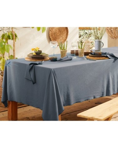Nappe carrée 160x160 bleue en coton
