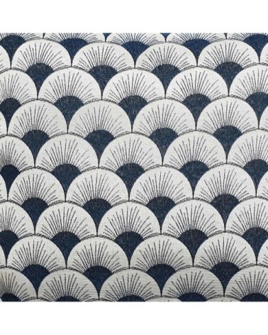 Rideau à motifs géométriques art déco" polyester bleu 260 x 140"