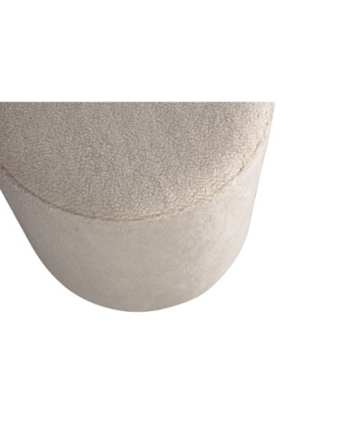 Pouf rond en tissu bouclette D46cm ecru