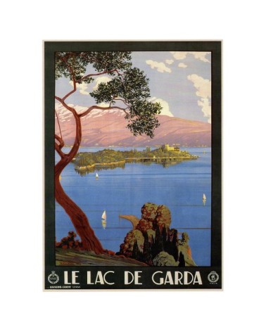 Tableau affiche touristique vintage le Lac de Garda 50x70cm