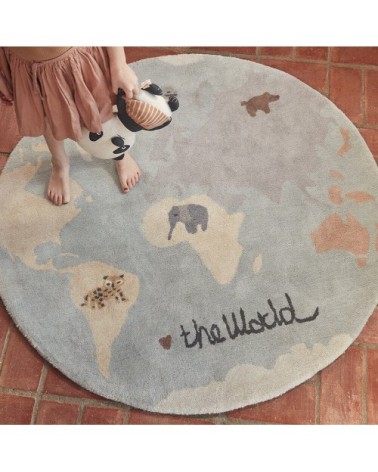 Tapis touffeté multi 80% laine 20% coton Ø120cm