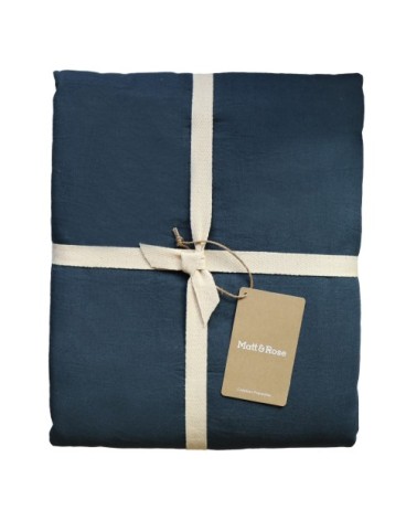 Set de 2 taies doreiller unies  finition à franges Bleu Nuit 50x70cm