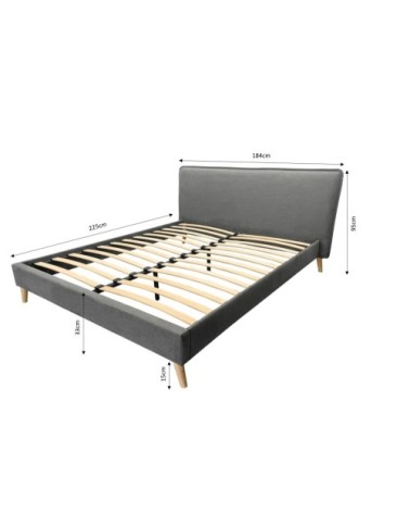Lit avec sommier 2 places  en tissu gris souris