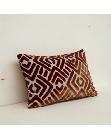 Housse de coussin en velours jacquard bronze et gris 40x65