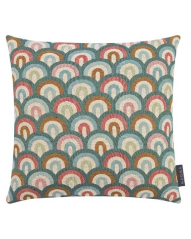 Housses de coussin jacquard motif art déco vert jade 40x40 - Lot de 2