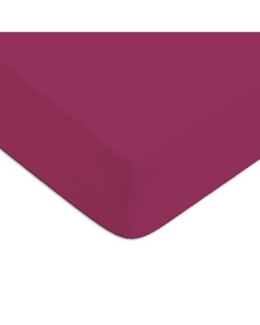 Drap housse en coton 57 fils uni magenta 80x200cm