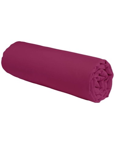 Drap housse en coton 57 fils uni magenta 80x200cm