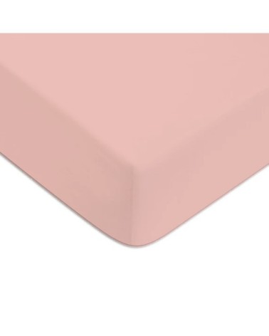 Drap housse en coton 57 fils uni rose 140x190cm