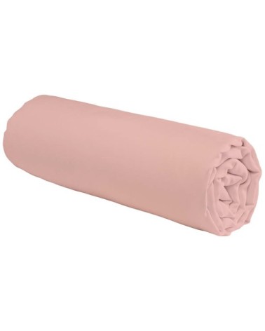 Drap housse en coton 57 fils uni rose 140x190cm